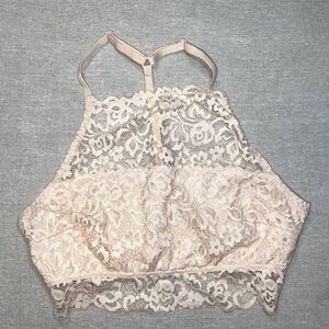 Xhilaration | Blush Pink High Neck Lace Racerback Bralette | Medium